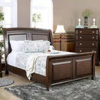Furniture of America Hazelo Modern Brown Solid Wood Sleigh Bed