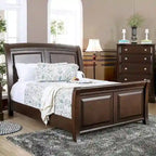 Furniture of America Hazelo Modern Brown Solid Wood Sleigh Bed