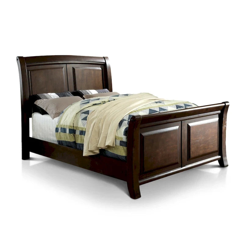 Furniture of America Hazelo Modern Brown Solid Wood Sleigh Bed