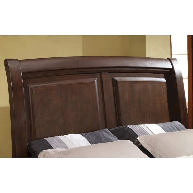 Furniture of America Hazelo Modern Brown Solid Wood Sleigh Bed