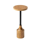 COZAYH Farmhouse Pedestal End table, Rustic Wood Drink Table with Base, Round Martini Table for Small Space Living Room