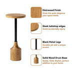 COZAYH Farmhouse Pedestal End table, Rustic Wood Drink Table with Base, Round Martini Table for Small Space Living Room