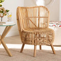 bali & pari Nagoya Modern Bohemian Natural Rattan Lounge Chair-Small or Large