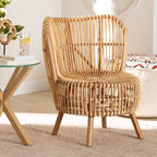 bali & pari Nagoya Modern Bohemian Natural Rattan Lounge Chair-Small or Large