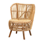 bali & pari Nagoya Modern Bohemian Natural Rattan Lounge Chair-Small or Large