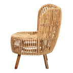 bali & pari Nagoya Modern Bohemian Natural Rattan Lounge Chair-Small or Large