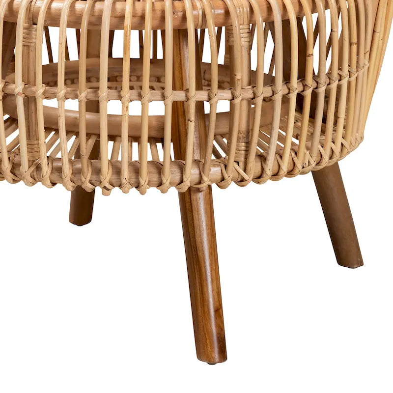 bali & pari Nagoya Modern Bohemian Natural Rattan Lounge Chair-Small or Large