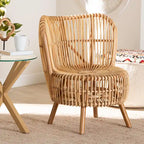 bali & pari Nagoya Modern Bohemian Natural Rattan Lounge Chair-Small or Large