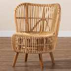 bali & pari Nagoya Modern Bohemian Natural Rattan Lounge Chair-Small or Large
