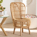 bali & pari Nagoya Modern Bohemian Natural Rattan Lounge Chair-Small or Large