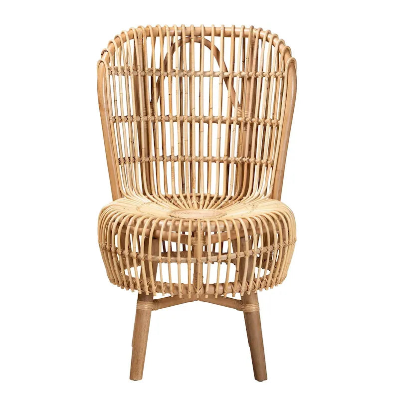 bali & pari Nagoya Modern Bohemian Natural Rattan Lounge Chair-Small or Large