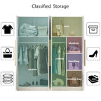 70.9H x 63W Kerrogee Wardrobe Airmories 4 Doors Hanging Rod White