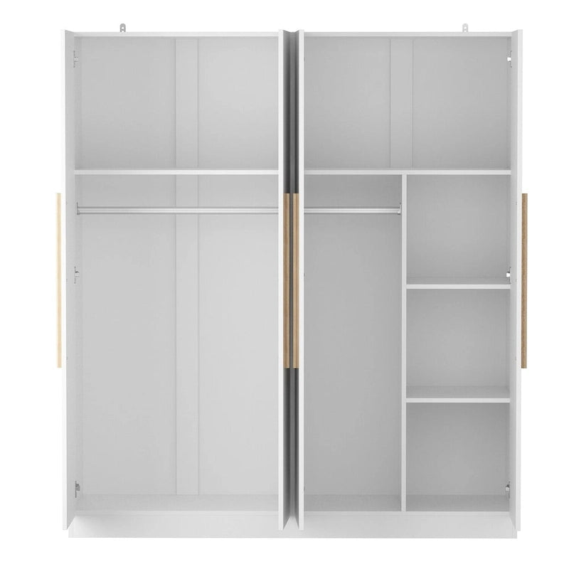 70.9H x 63W Kerrogee Wardrobe Airmories 4 Doors Hanging Rod White