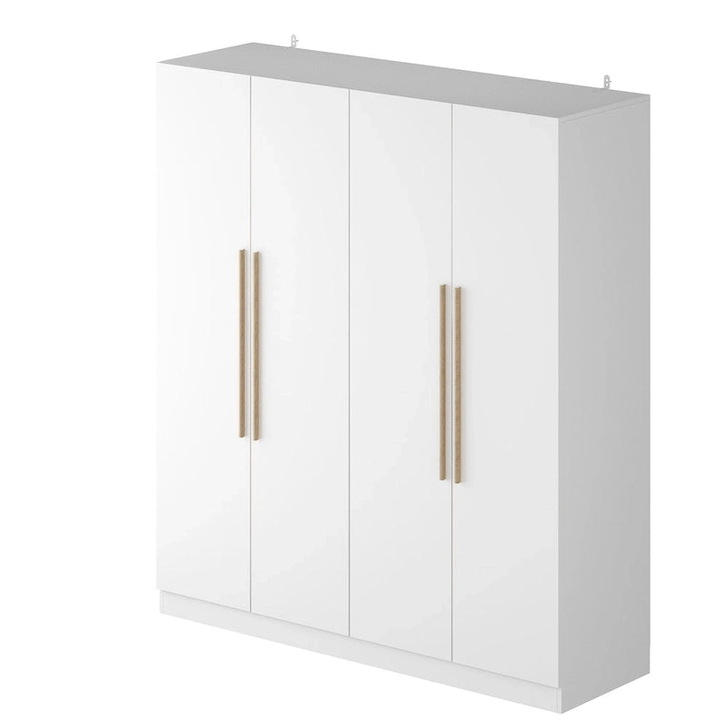 70.9H x 63W Kerrogee Wardrobe Airmories 4 Doors Hanging Rod White