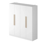 70.9H x 63W Kerrogee Wardrobe Airmories 4 Doors Hanging Rod White