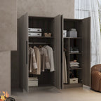 70.9H x 63W Kerrogee Wardrobe Airmories 4 Doors Hanging Rod White