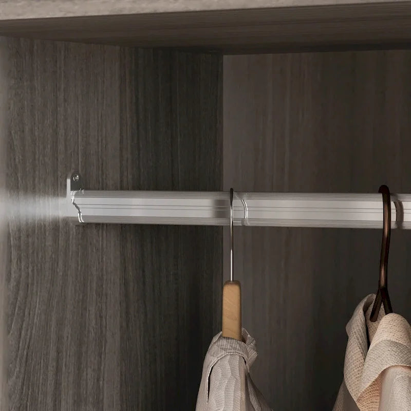 70.9H x 63W Kerrogee Wardrobe Airmories 4 Doors Hanging Rod White