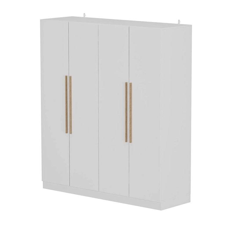 70.9H x 63W Kerrogee Wardrobe Airmories 4 Doors Hanging Rod White