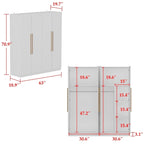 70.9H x 63W Kerrogee Wardrobe Airmories 4 Doors Hanging Rod White