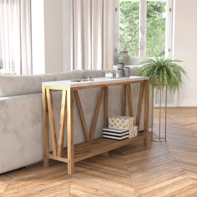 Farmhouse Style Rustic Entryway Console Table