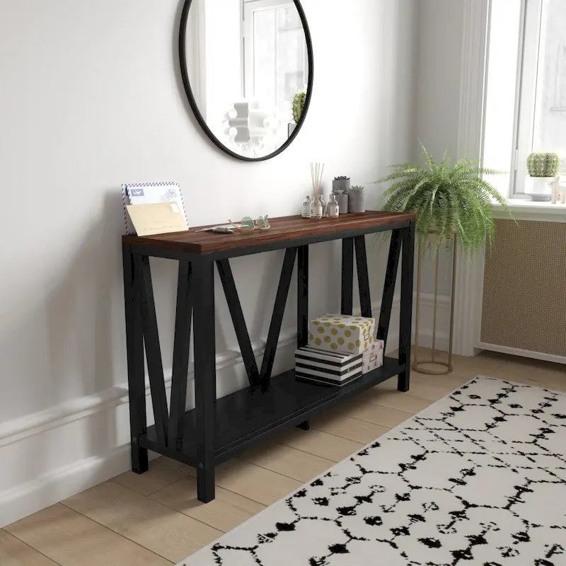 Farmhouse Style Rustic Entryway Console Table