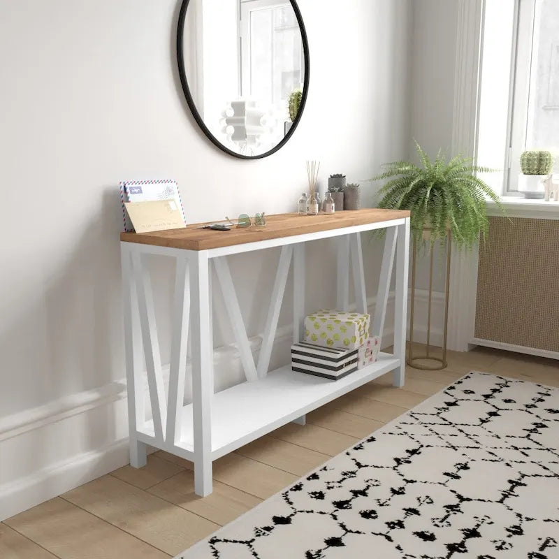 Farmhouse Style Rustic Entryway Console Table