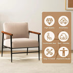 Accent Chair Mid Century Modern Chair Linen Fabric Living Room Lounge Chair with Overstuffed Back Pillow Reading Side Chair