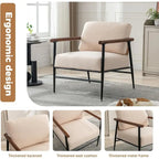 Accent Chair Mid Century Modern Chair Linen Fabric Living Room Lounge Chair with Overstuffed Back Pillow Reading Side Chair
