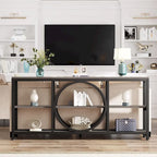 70.9 inch Sofa Console Table with 3 Tier Wood Storage Shelves Industrial Metal Frame for Foyer Hallway Living Room Behind Couch