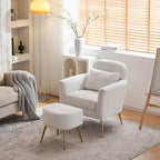 Half Disassembled Single Chair With Gold Feet And Pedals Flannelette Indoor Leisure Chair Beige