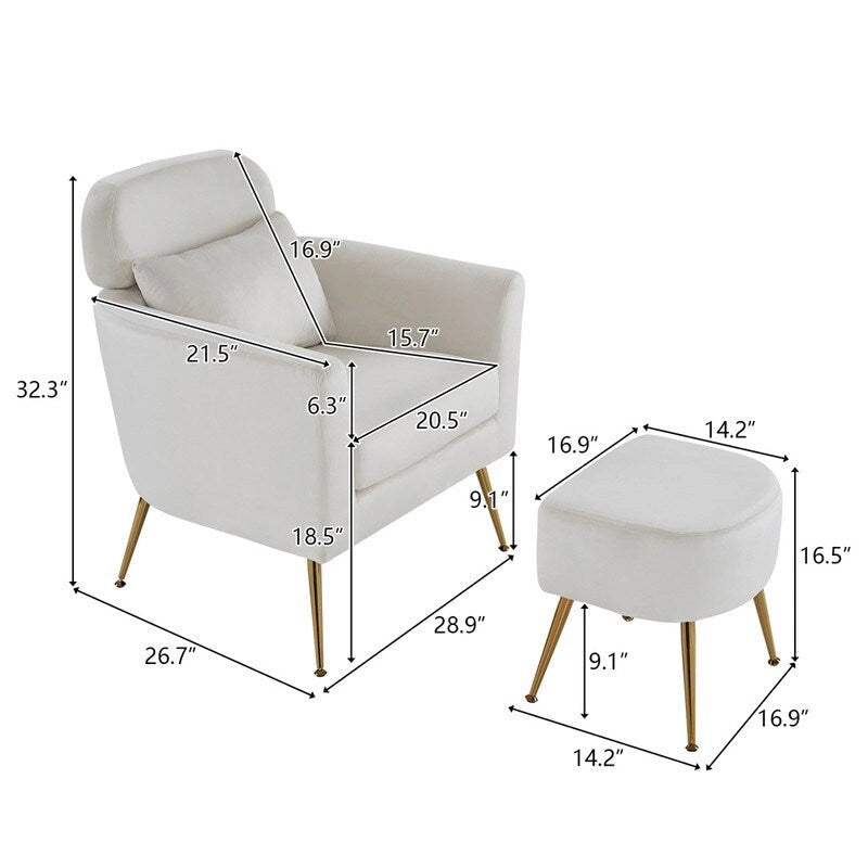 Half Disassembled Single Chair With Gold Feet And Pedals Flannelette Indoor Leisure Chair Beige