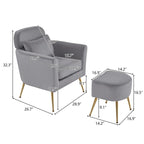 Half Disassembled Single Chair With Gold Feet And Pedals Flannelette Indoor Leisure Chair Beige