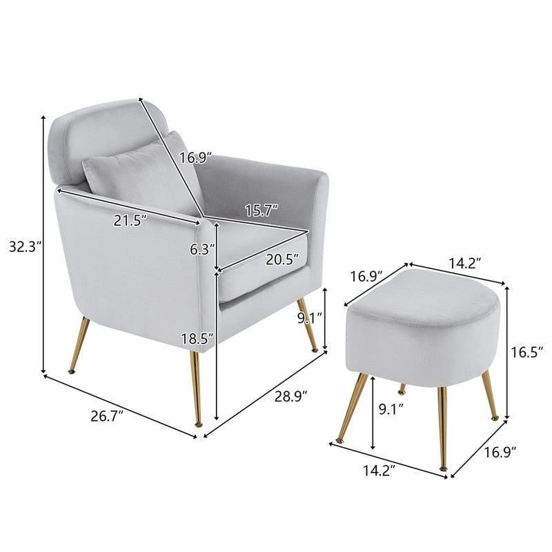 Half Disassembled Single Chair With Gold Feet And Pedals Flannelette Indoor Leisure Chair Beige