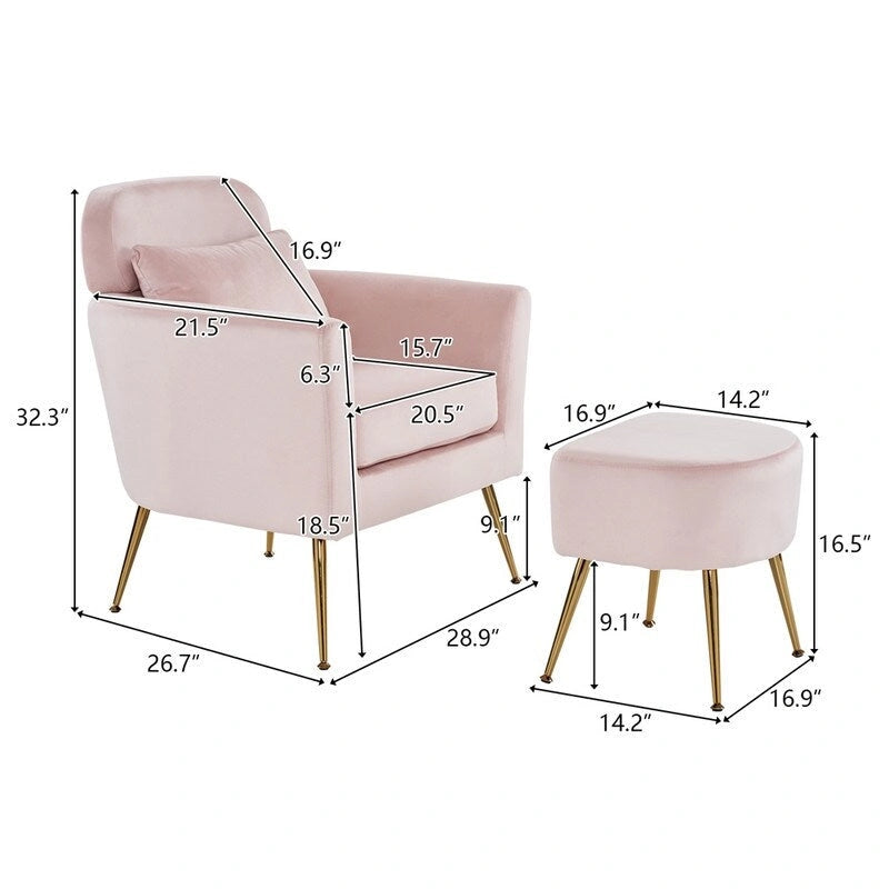 Half Disassembled Single Chair With Gold Feet And Pedals Flannelette Indoor Leisure Chair Beige