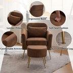 Half Disassembled Single Chair With Gold Feet And Pedals Flannelette Indoor Leisure Chair Beige