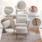Half Disassembled Single Chair With Gold Feet And Pedals Flannelette Indoor Leisure Chair Beige