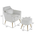 Half Disassembled Single Chair With Gold Feet And Pedals Flannelette Indoor Leisure Chair Beige