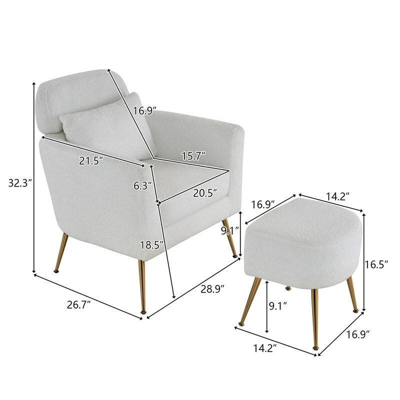 Half Disassembled Single Chair With Gold Feet And Pedals Flannelette Indoor Leisure Chair Beige