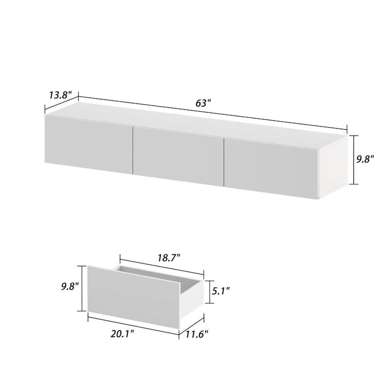 Wall Floating Media Consoles Hanging TV Console With Light TV Stand