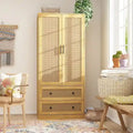 Modern Armoire Cabinet with Drawers - Wood Wardrobe Closet for Storage