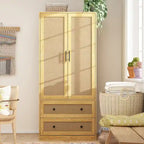 Modern Armoire Cabinet with Drawers - Wood Wardrobe Closet for Storage
