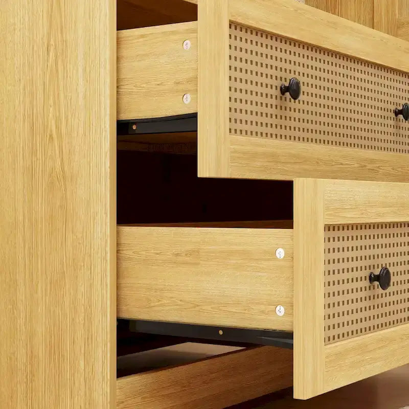 Modern Armoire Cabinet with Drawers - Wood Wardrobe Closet for Storage