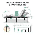 Renanim Adjustable Bed Frame with 14-inch Hybrid Mattress, Dual Massage USB, App Control, Remote - Split King