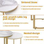 Round Nesting End Table Set Iron and Marble Accent Table - 15.7x21.5 inch & 13.7x19.7 inch
