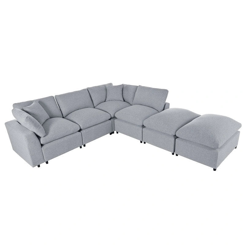 U-Shape Sectional Sofa, 2 Large Chaise with Removable Ottomans