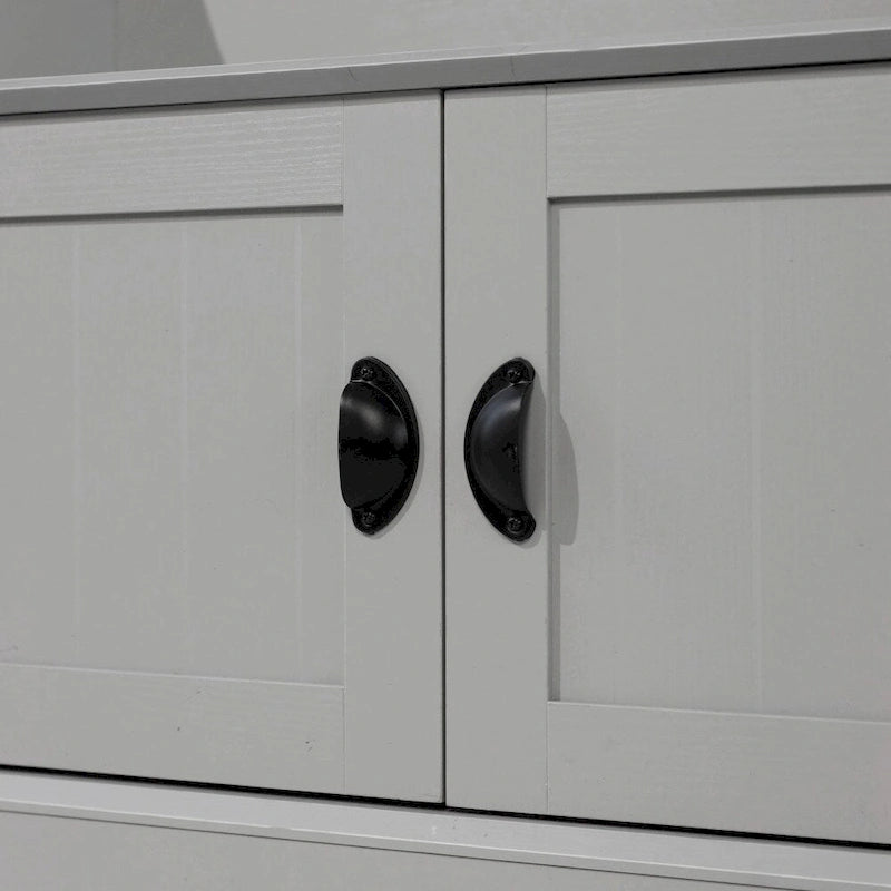 4 Hook Hallway Tree with Storage Bench and Upper Cubbies