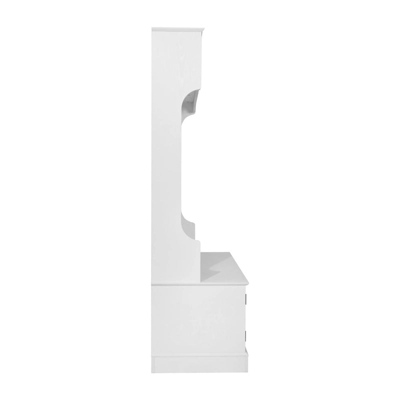 4 Hook Hallway Tree with Storage Bench and Upper Cubbies