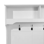 4 Hook Hallway Tree with Storage Bench and Upper Cubbies