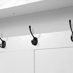 4 Hook Hallway Tree with Storage Bench and Upper Cubbies