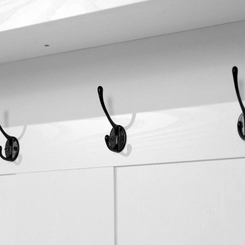 4 Hook Hallway Tree with Storage Bench and Upper Cubbies